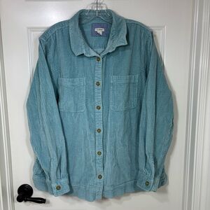 L.L. Bean Comfort Corduroy Relaxed Shirt  Women’s XL Petite Teal